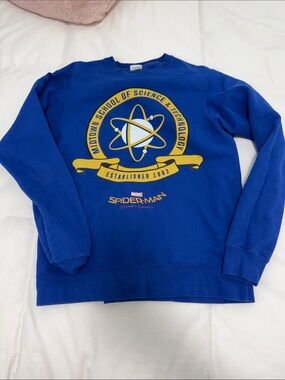 Marvel Blue Crewneck Sweatshirt with Yellow Science Crest
